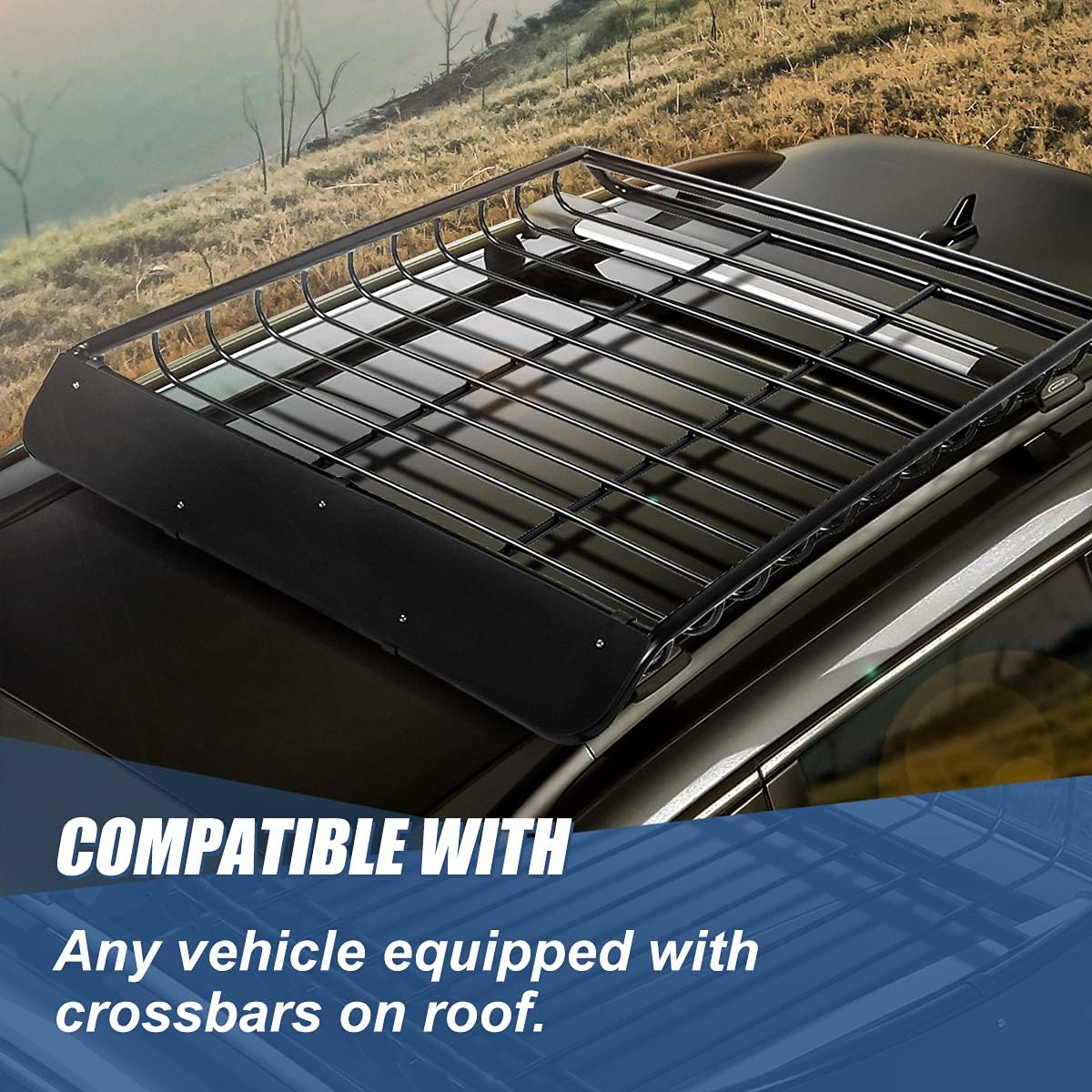 53.5 inches x 44.6 inches Mild Steel Roof Rack Top Cargo Carrier Basket