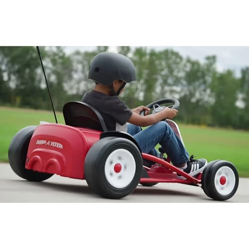 Radio Flyer 36V Battery-Powered Kids Electric Go-Kart with Adjustable Seat, Rubber Wheels, Grey