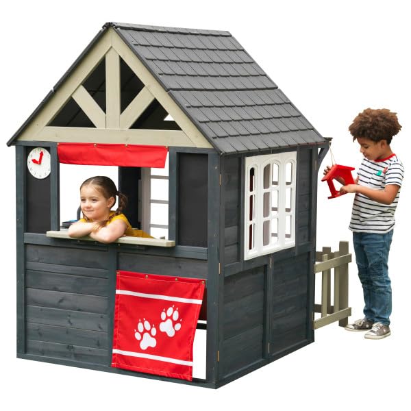 KidKraft Riverscape Wooden Playhouse with Working Doorbell, Fence, Kitchen and Pet Door