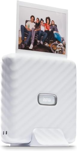 Fujifilm Instant Mini Link 2 Smartphone Printer + Fuji Instant Mini Film (40 Sheets) - BluebirdSales Carrying Case and Microfiber Cleaning Cloth, Instant Mini Link Printer Bundle (Ash White)