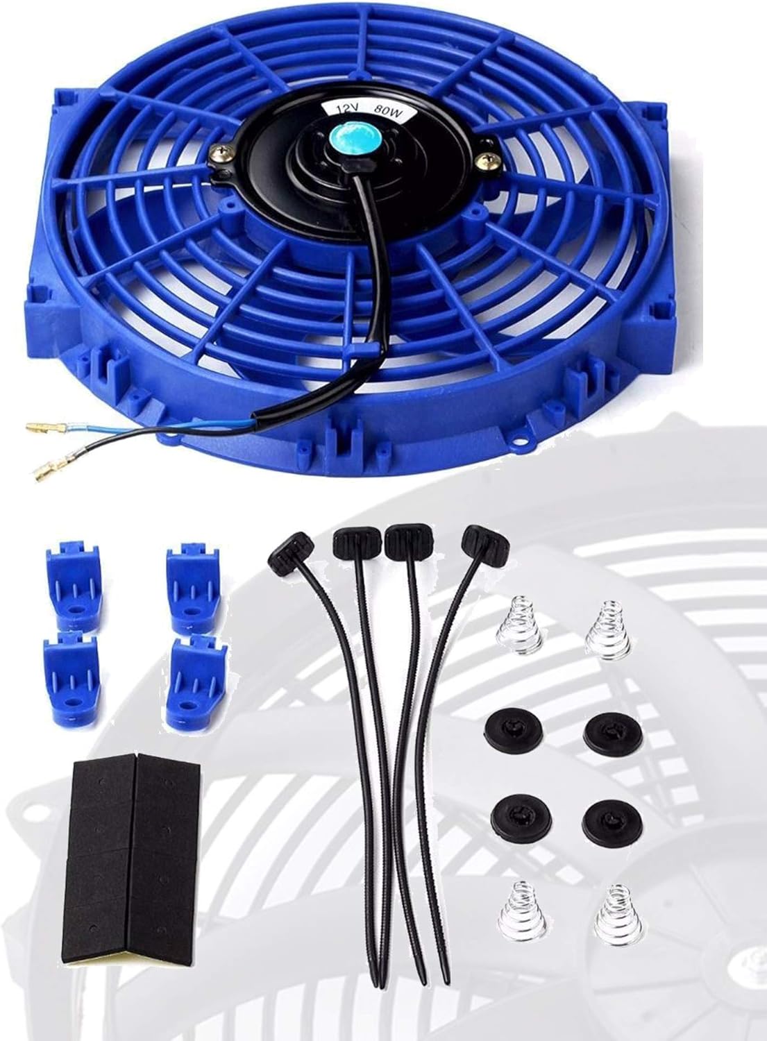16" inch Universal Slim Fan Push Pull Electric Radiator Cooling 12V Mount Kit Pack of 2