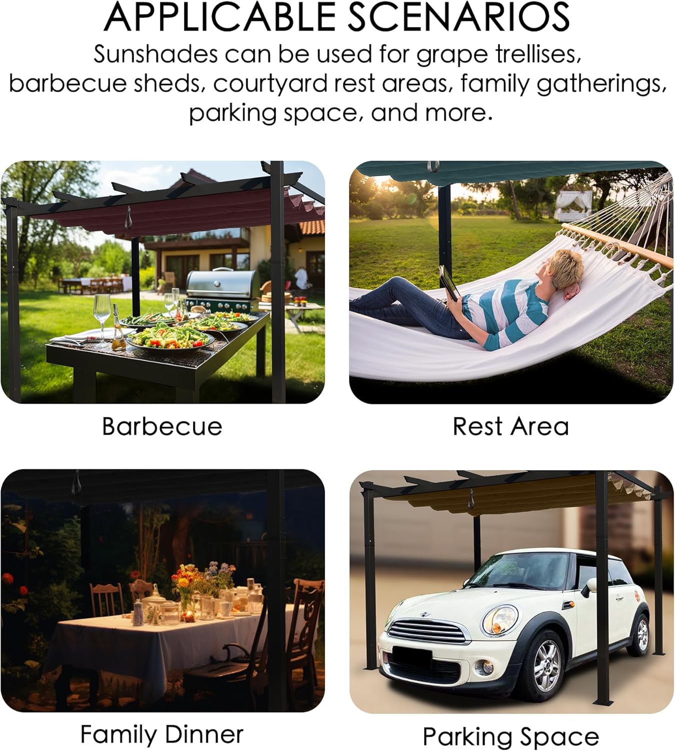 Kozyard Morgan Outdoor Retractable Pergola with Sun Shade Canopy Patio Aluminum Pergola Shelter for Backyard Deck Garden Modern Metal Grill Gazebo(10' x 12', Gray)
