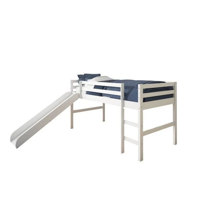 Donco Kids Twin Loft Tent Bed with Slide - Light Espresso
