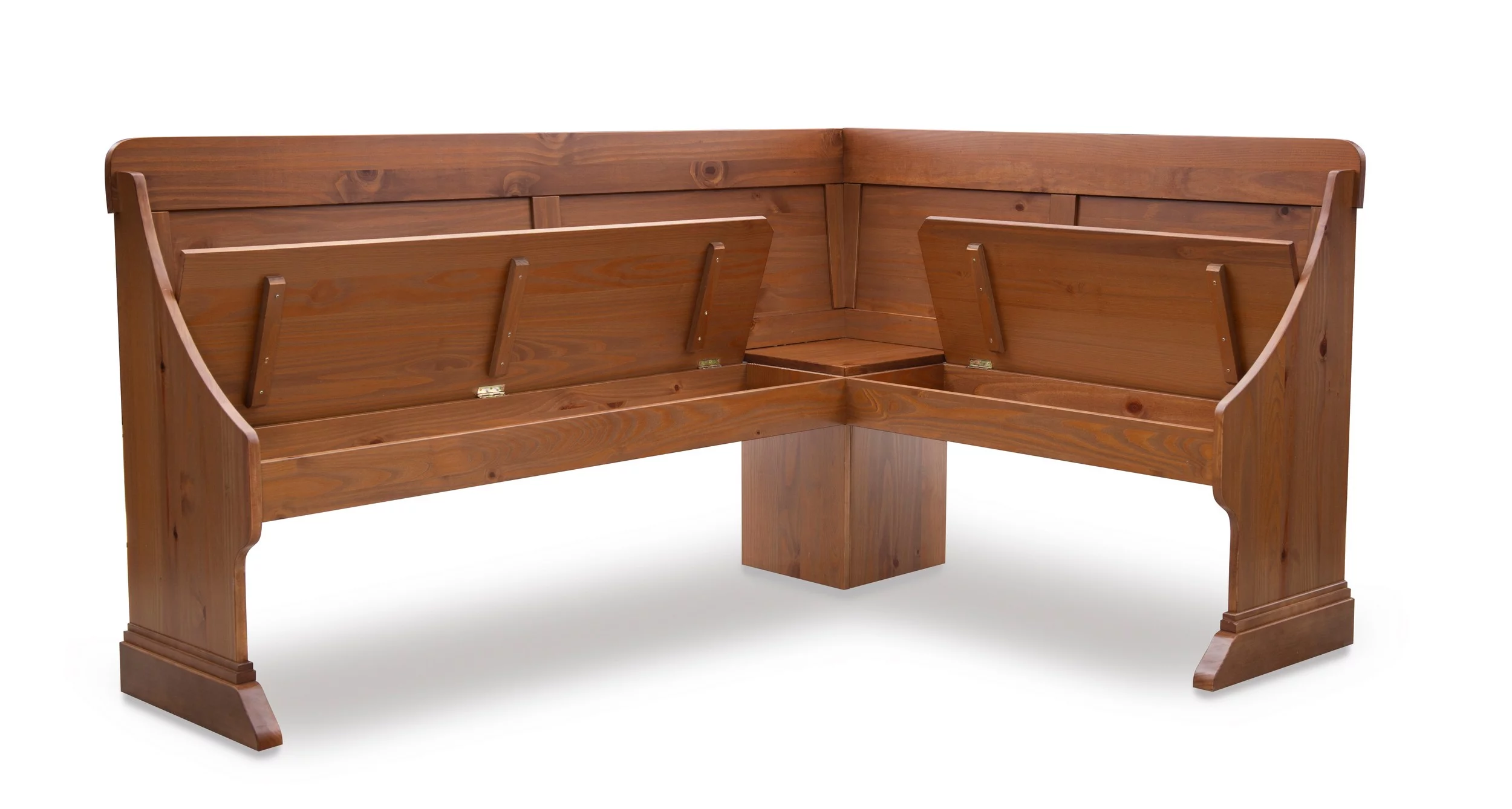 Linon Midwest Wood Corner Dining Breakfast Nook with Table and Storage, Seats 5-6, Natural Pine
