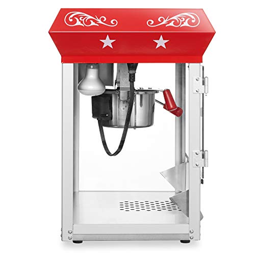 Olde Midway Bar Style Popcorn Machine Maker Popper with 6-Ounce Kettle - Black