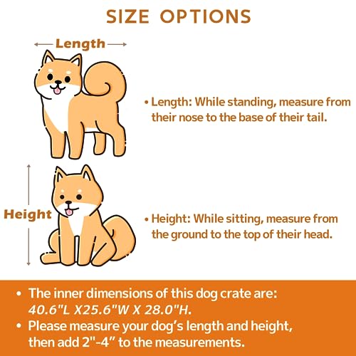 Rounded Corner Dog Crate Furniture, 42 inch Heavy Duty Kennel for Medium and Large Dogs, Decorative Pet Cage End Table Indoor