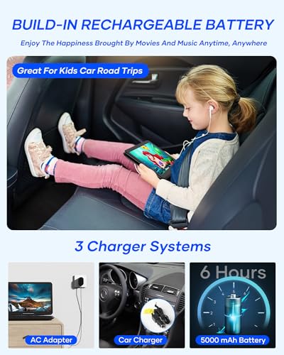 WONNIE 17.9" Large Portable DVD/CD Player with 6 Hrs 5000mAH Rechargeable Battery, 15.4" Swivel Screen, 1366x768 HD LCD TFT, All Regions, Support USB/SD Card/Sync TV, High Volume Speaker