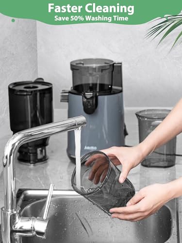 Aeitto Juicer Machines,Masticating Juicer with 5.3" Wide Mouth,250W Whole Fruit Juicer,1.7L Large Capacity Juice Maker for Vegetable and Fruit, Easy to Clean with Brush, High Juice Yield,Black