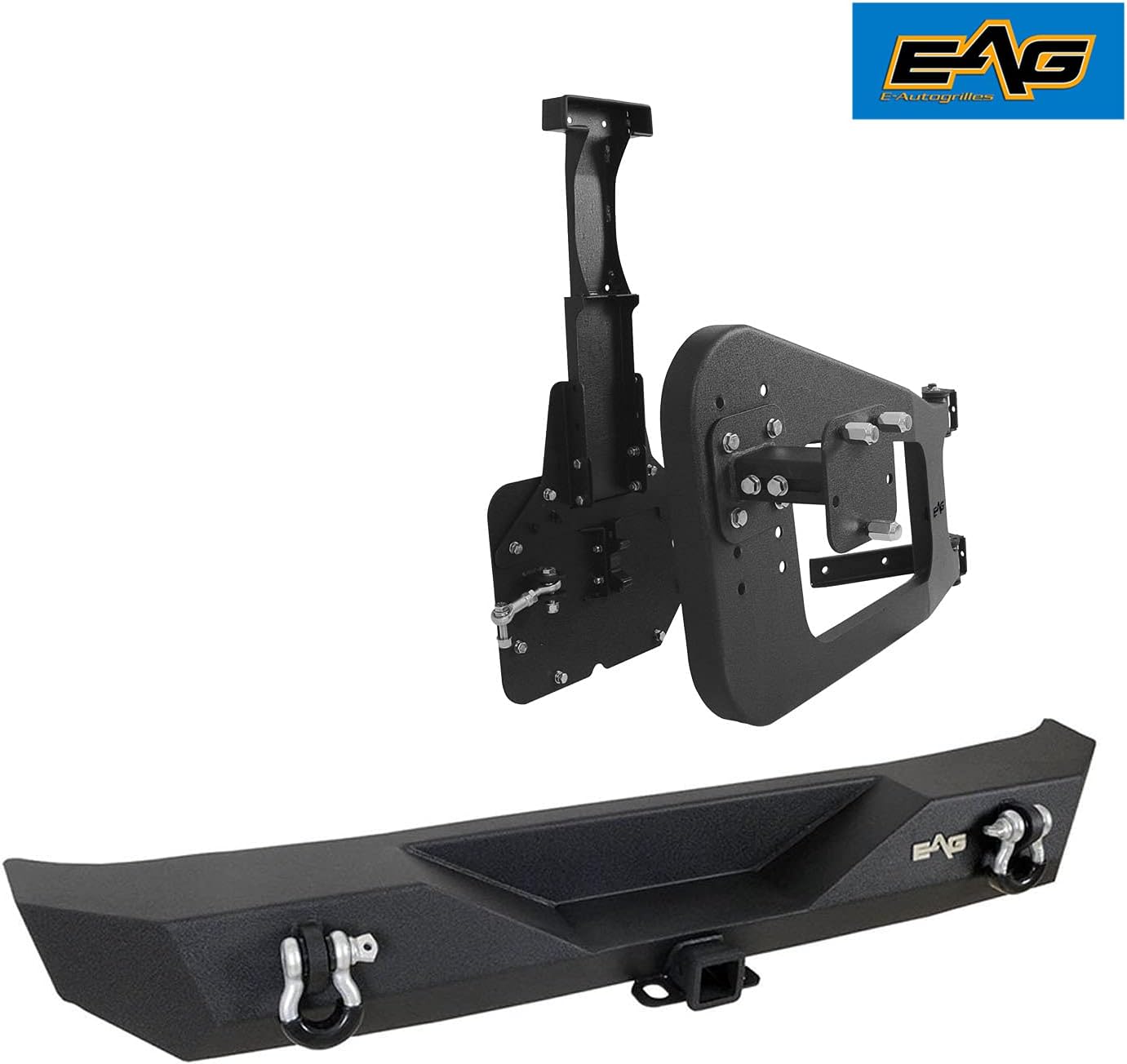EAG JK Rear Bumper W/Tire Carrier & Adjustable Tire Mount Fit for 2007-2018 Wrangler JK