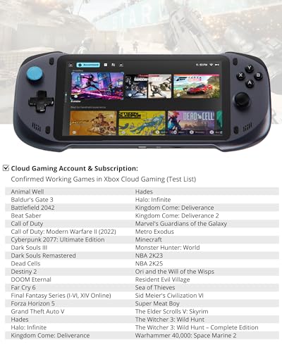 OnePro Cloud Handheld Portable Remote Play Gaming Console, For Xbox Cloud Gaming, NVIDIA GeForce NOW, Playstation, PC, Long-Battery Life, 7" 1080P Touchscreen, Lightweight Retro Game Handheld - 64G