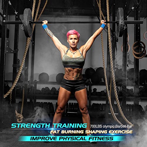 Olympic Barbell Bar 7-Foot Weight Bar, Rated 700 lbs for Weight Capacity, Men’s Solid Iron Weighted Workout Barbell Weight Straight Weightlifting Technique Bar