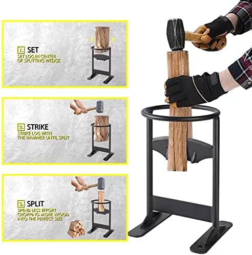 JOMUGY Firewood Kindling Splitter Racker, Hand Cutter Wood Log Cracker Splitter for Campsite Home ��