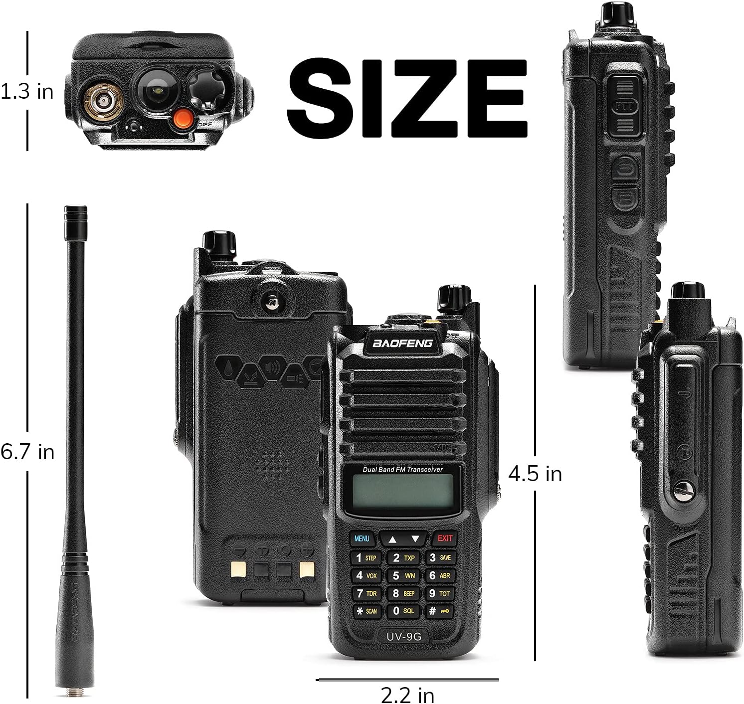 BAOFENG UV-9G GMRS Radio Waterproof IP67, Outdoors Two Way Radios Long Range Rechargeable, Handheld Dual Band NOAA Scanner, GMRS Repeater Capable, Programming Cable Included