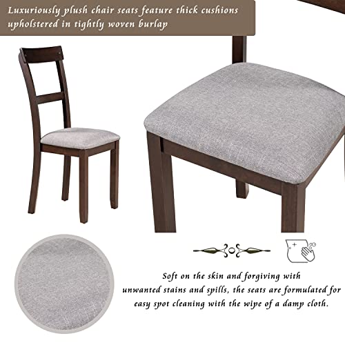 6 Piece Farmhouse Rectangular 72" Wood Dining Table Set, 4 Upholstered Chairs with Bench, Easy to Assemble, for Living, Guest Room, Home Bar and Kitchen, Espresso 11