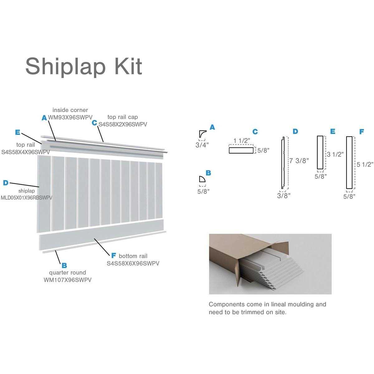 Ekena Millwork Height Deluxe Shiplap with a Nickel Gap 8' Length PVC Wainscoting Kit - Shop Hardware Tools Online Store