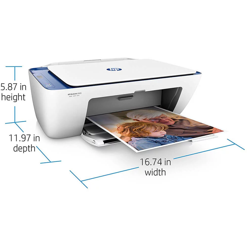 HP Deskjet 2655 Inkjet Multifunction Printer - Color - Copier/Printer/Scanner - 20 ppm Mono/16 ppm Color Print - 4800 x 1200 dpi Print - Manual Duplex Print - 1200 dpi Optical Scan - 60 sheets Input - - Curated Treasures Market