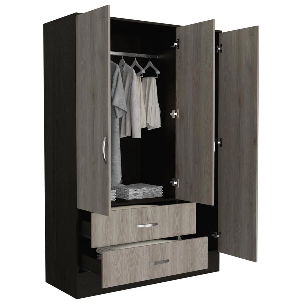 Depot E-Shop DE-CWZ5950 120 in. Gangi Mirrored Armoire, Black & Light Gray