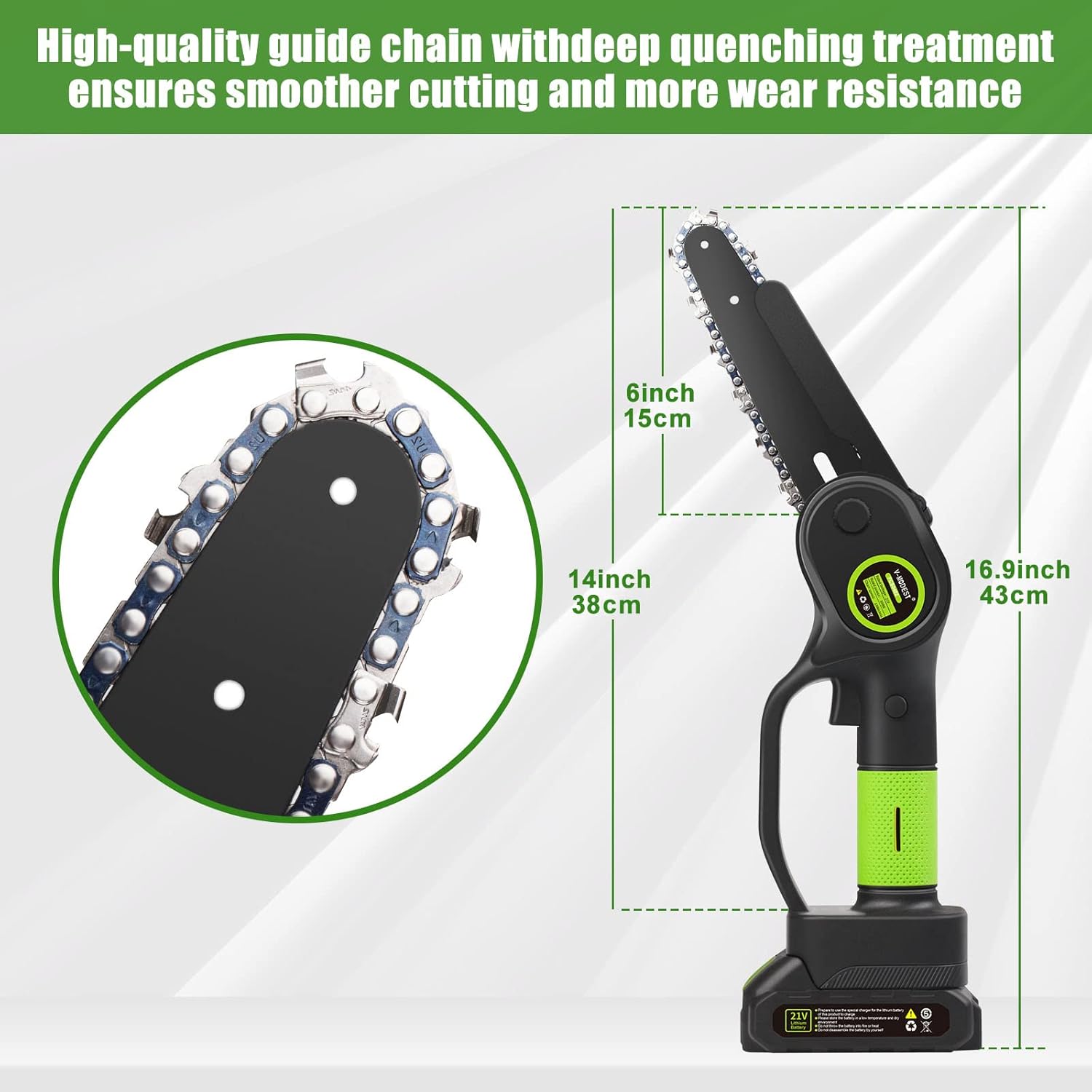Mini Chainsaw 6 Inch 4 Inch Cordless, V-MODEST Upgraded One-Handheld Electric Chainsaw Brushless Motor with 2 Rechargeable Battery,3 Chains,Security Lock Design for Wood Cutting Trimming Pruning