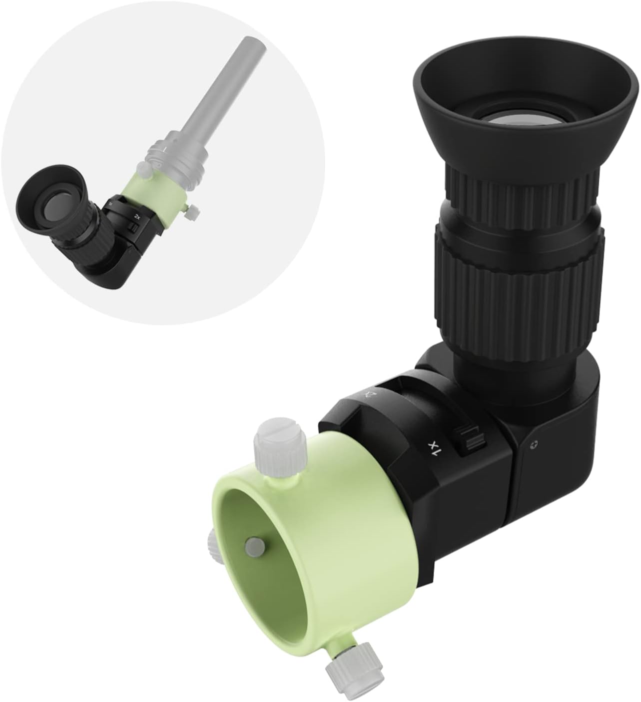 Right Angle Viewfinder with Adapter for Polar Scope, Built-in Diopter and 360&deg;Rotating with 1X - 2X Magnification for A Comfortable View When Doing Polar Alignment