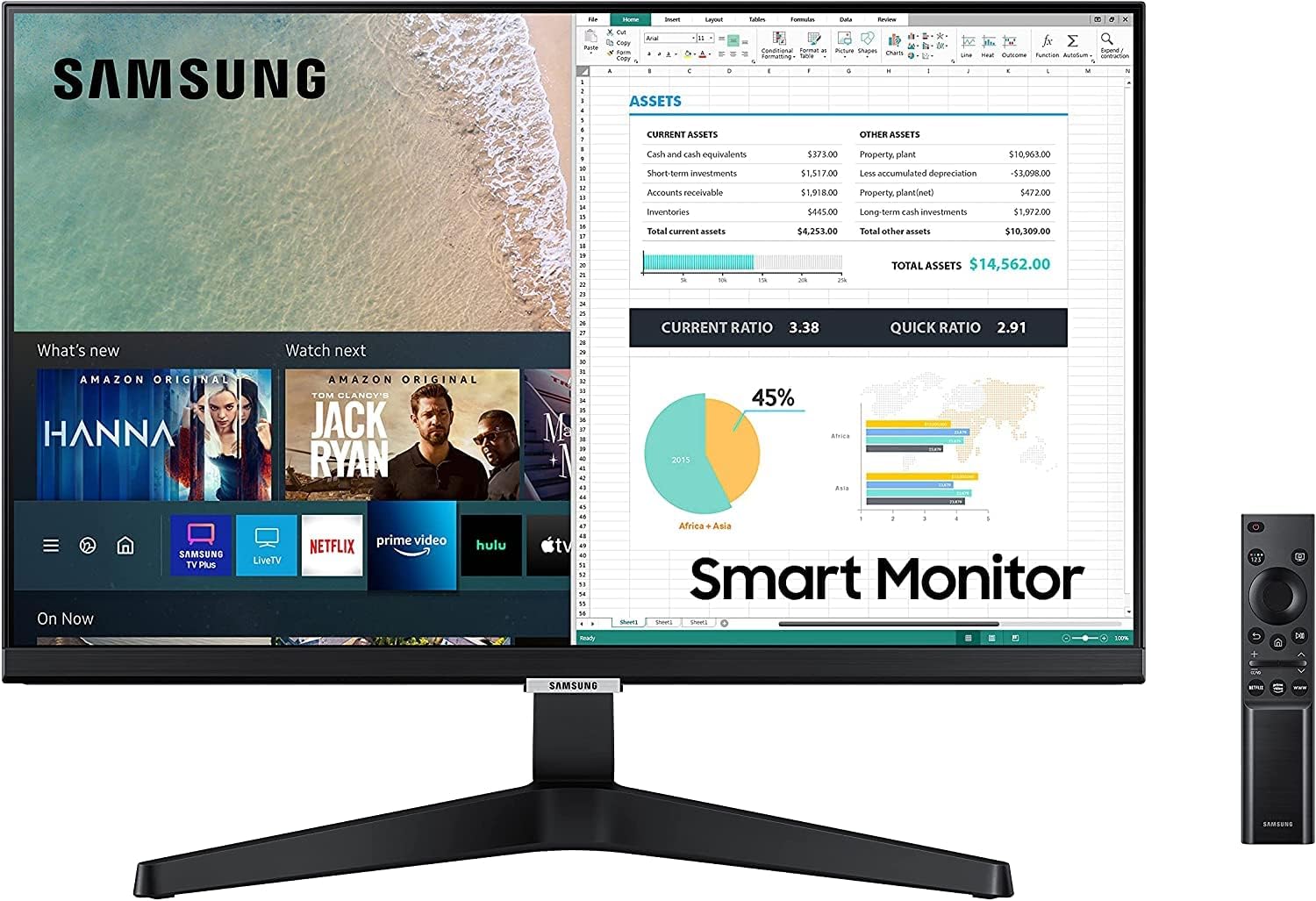 SAMSUNG M5 Series 24-Inch FHD 1080p Smart Monitor & Streaming TV (Tuner-Free), Netflix, HBO, Prime Video, & More, Apple Airplay, Built-in Speakers, Remote Included (LS24AM506NNXZA)