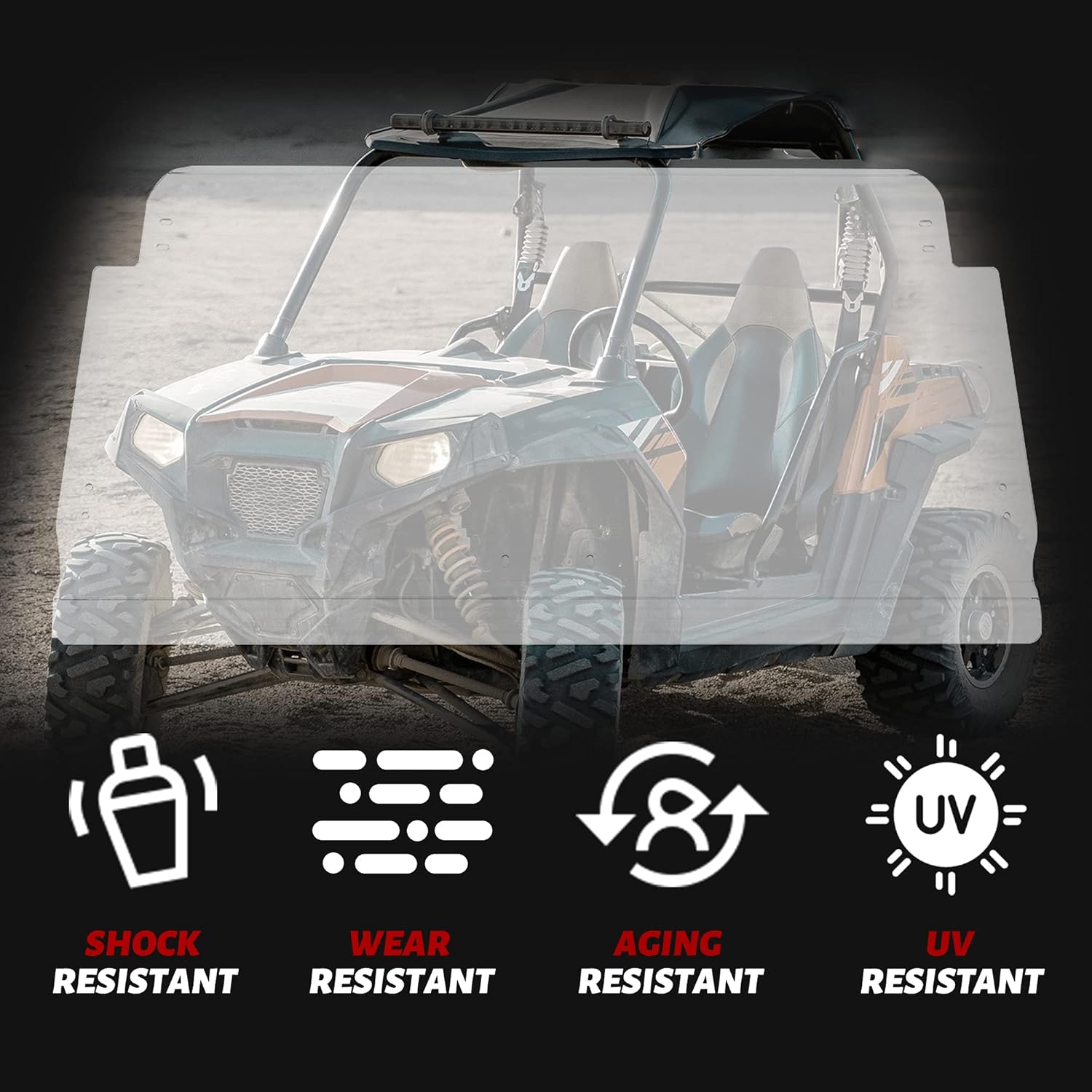 HECASA Windshield Compatible with Kubota RTV 400, Kubota RTV 500, Kubota RTV 520 Full Clear Windscreen