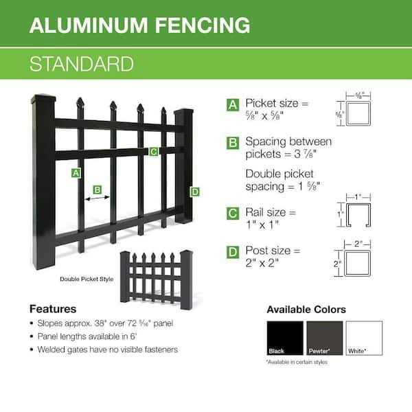 Barrette Outdoor Living Cascade Standard-Duty 6 ft. H x 6 ft. W Black Aluminum Pre-Assembled Fence Panel 73002352 - Shop Hardware Tools Online Store