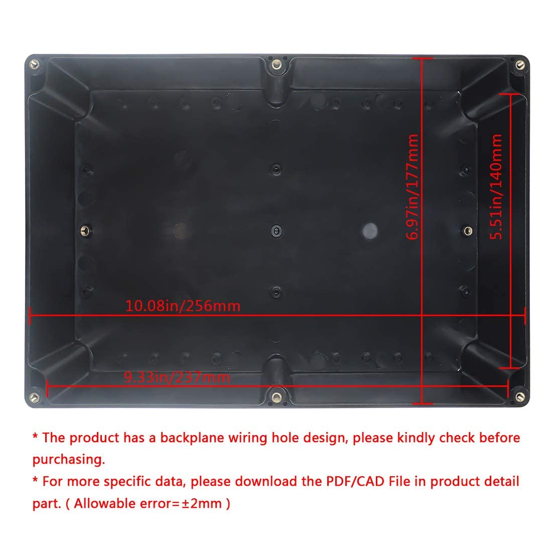 LeMotech ABS Plastic Electrical Project Case Power Junction Box, Project Box Black 10.4" x 7.2" x 3.7" (263 x 182 x 95 mm)(Pack of 1)