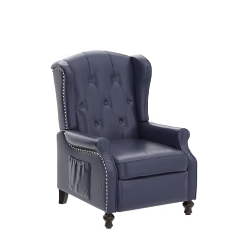 Wingback Recliner Chair with Massage and Heat, Tufted Fabric Pushback Recliner Chair, Wingback Chair with Remote Control, Padded Cushion, Wooden Legs, Small Recliners for Small Spaces
