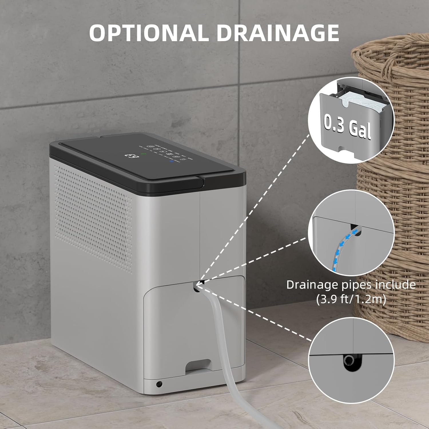 20-30 Pints Home Dehumidifier for Bedroom, Basement with Drain Hose, Reusable Filter,Auto Shut for 1,500 Sq. Ft. Large Room, Bathroom Grey