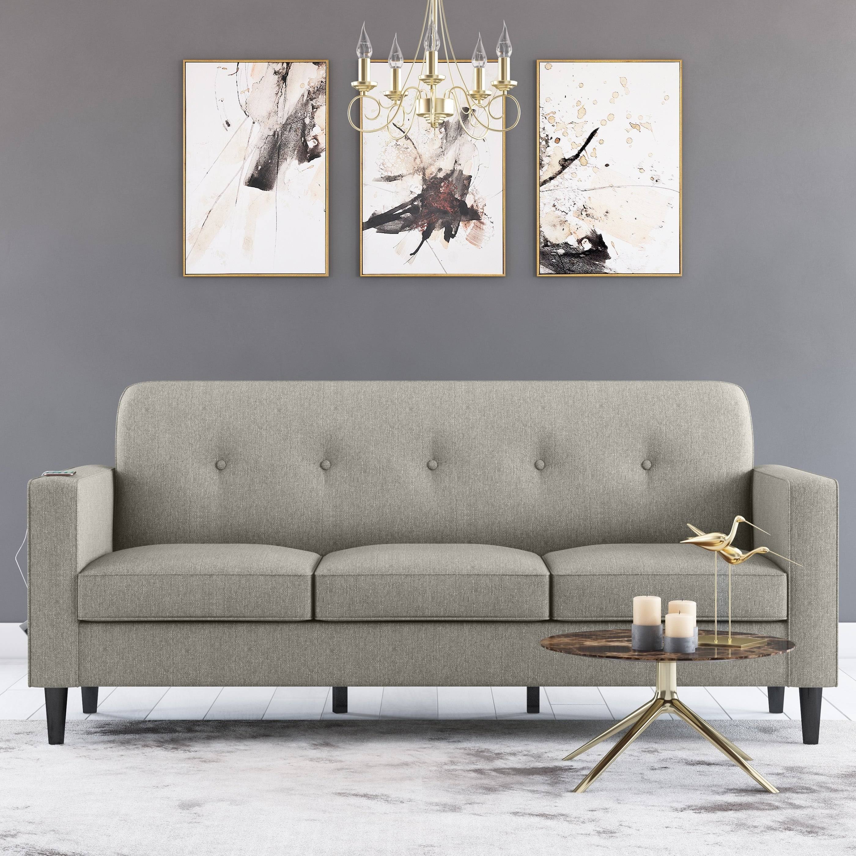 Copper Grove Larkin Sofa with USB and Power Ports - Mustard Yellow