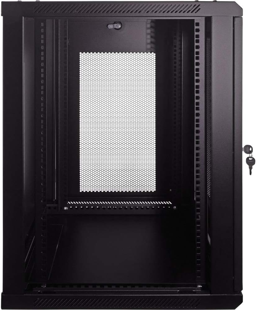 NavePoint 15U Deluxe IT Wallmount Cabinet Enclosure 19-Inch Server Network Rack with Locking Perforated Door 24-Inches Deep Black