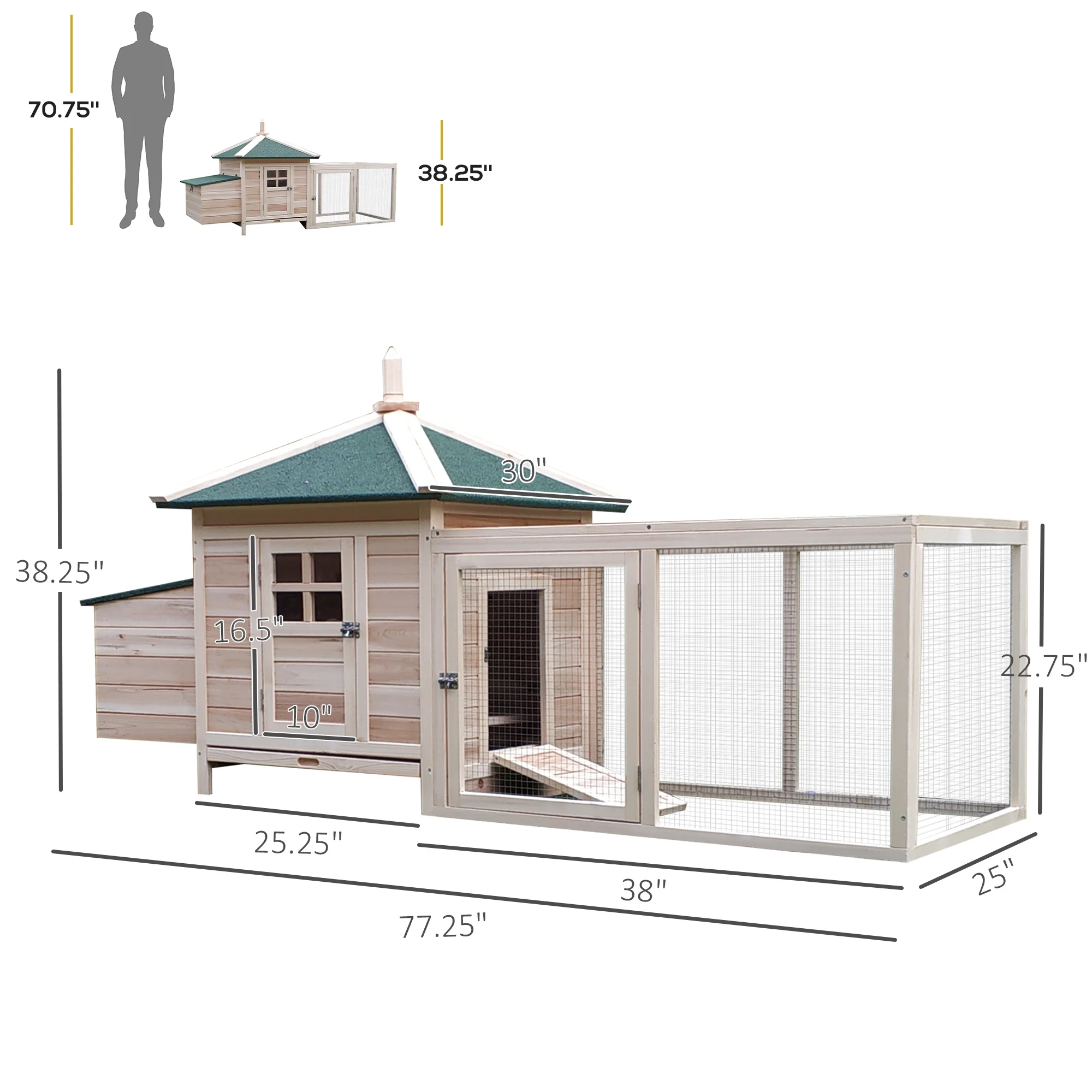 PawHut Chicken Coop Hen House /w Cottage Style - Curated Treasures Market