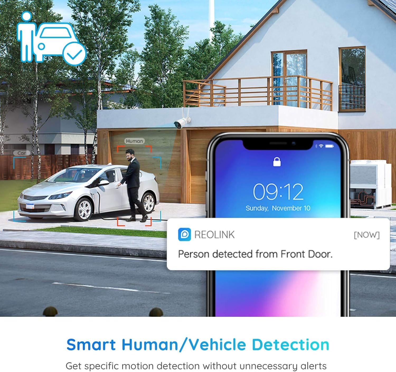 Reolink Outdoor Security Camera, 5MP HD Dual Band WiFi Camera for Home Security - 2.4Ghz/5Ghz, Smart Person/Vehicle Alerts, Motion Detection, Night Vision, IP66 Waterproof, RLC-510WA
