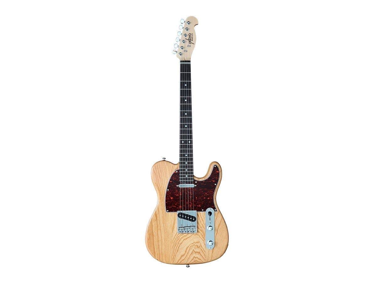 Monoprice Retro DLX Plus Solid Ash Electric Guitar - Natural, with Gig Bag