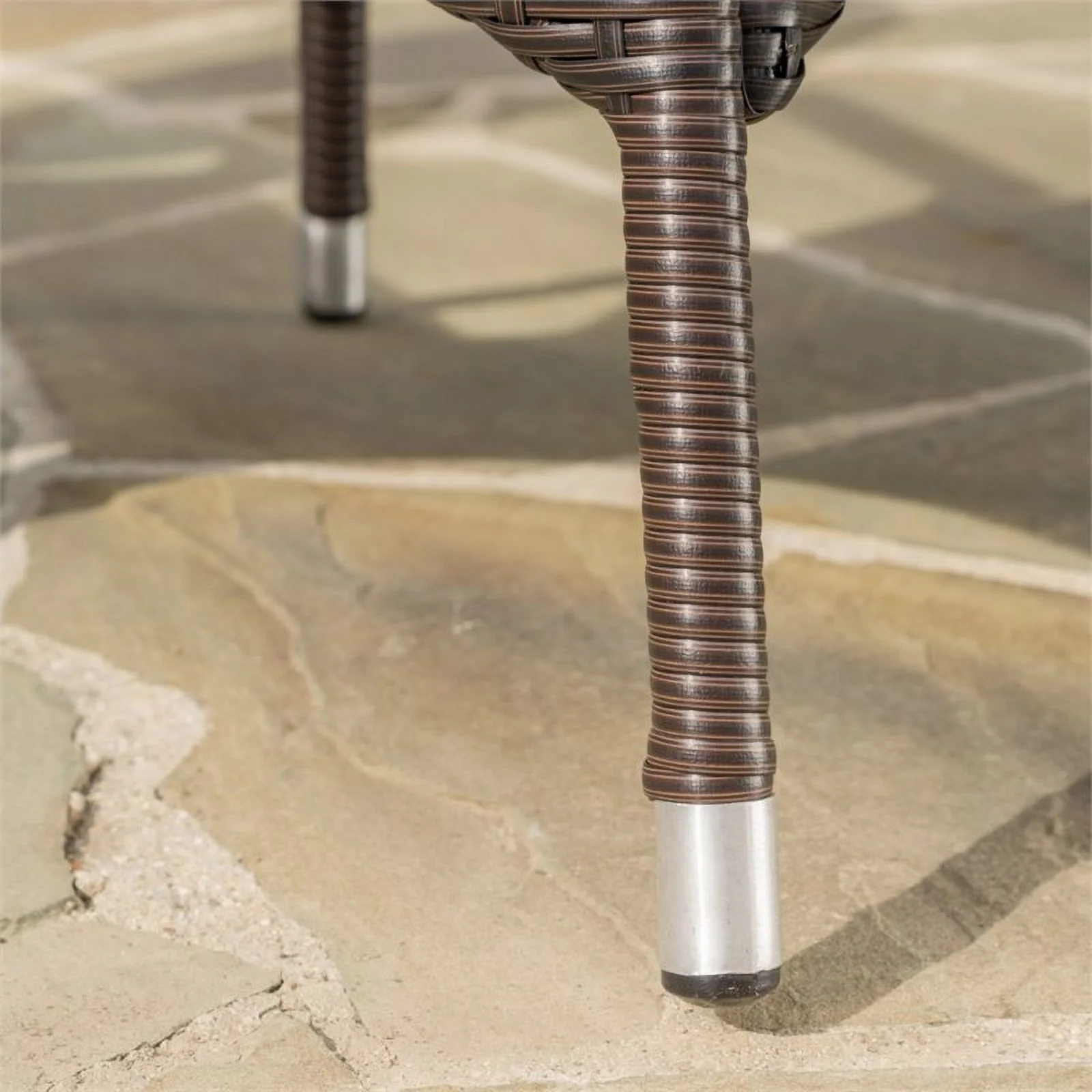 Noble House Corsica 25.75 Round Wicker Patio Dining Table in Brown
