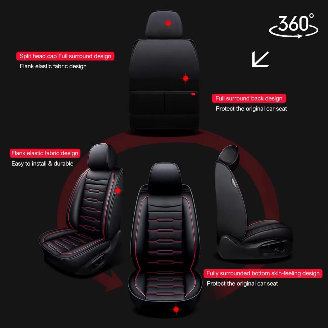 Seat Cover Custom Fit for Nissan Rogue 2008 2009 2010 2011 2012 2013 2020 2021 2022 Faux Leather Car Seat Protector Compatible Airbag Vehicle Cushion Covers Front Rear Seat Full Set(2 Rows 5 Seats)