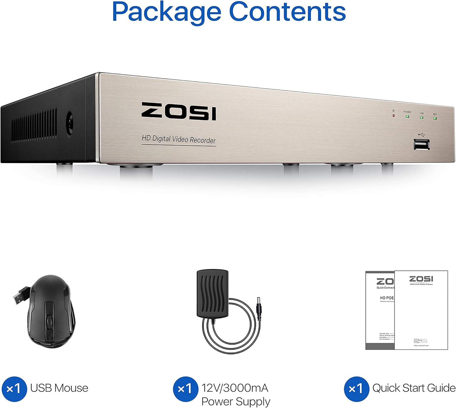 ZOSI H.265+ 8CH 5MP Lite 4-in-1 Surveillance DVR Recorders with Hard Drive 2TB for HD-TVI, CVI, CVBS, AHD 960H/720P/1080P/5MP CCTV Security Cameras System, Motion Detection, Remote Viewing,Alert Push