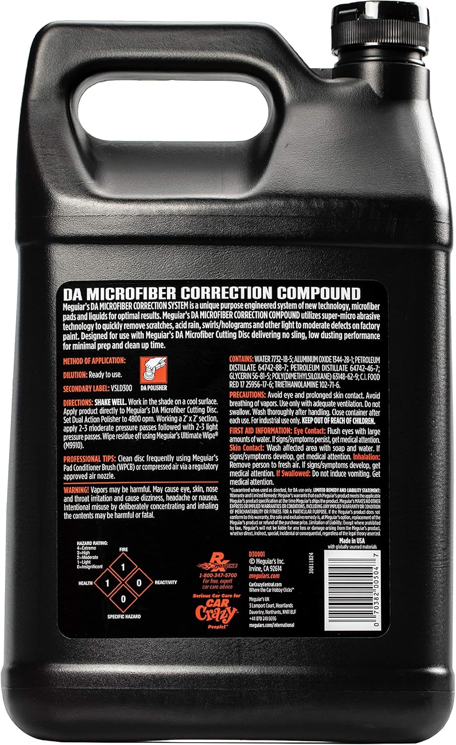 Meguiar’s DA Microfiber Correction Compound – Auto Compound Removes Surface Defects – D30001, 1 gal