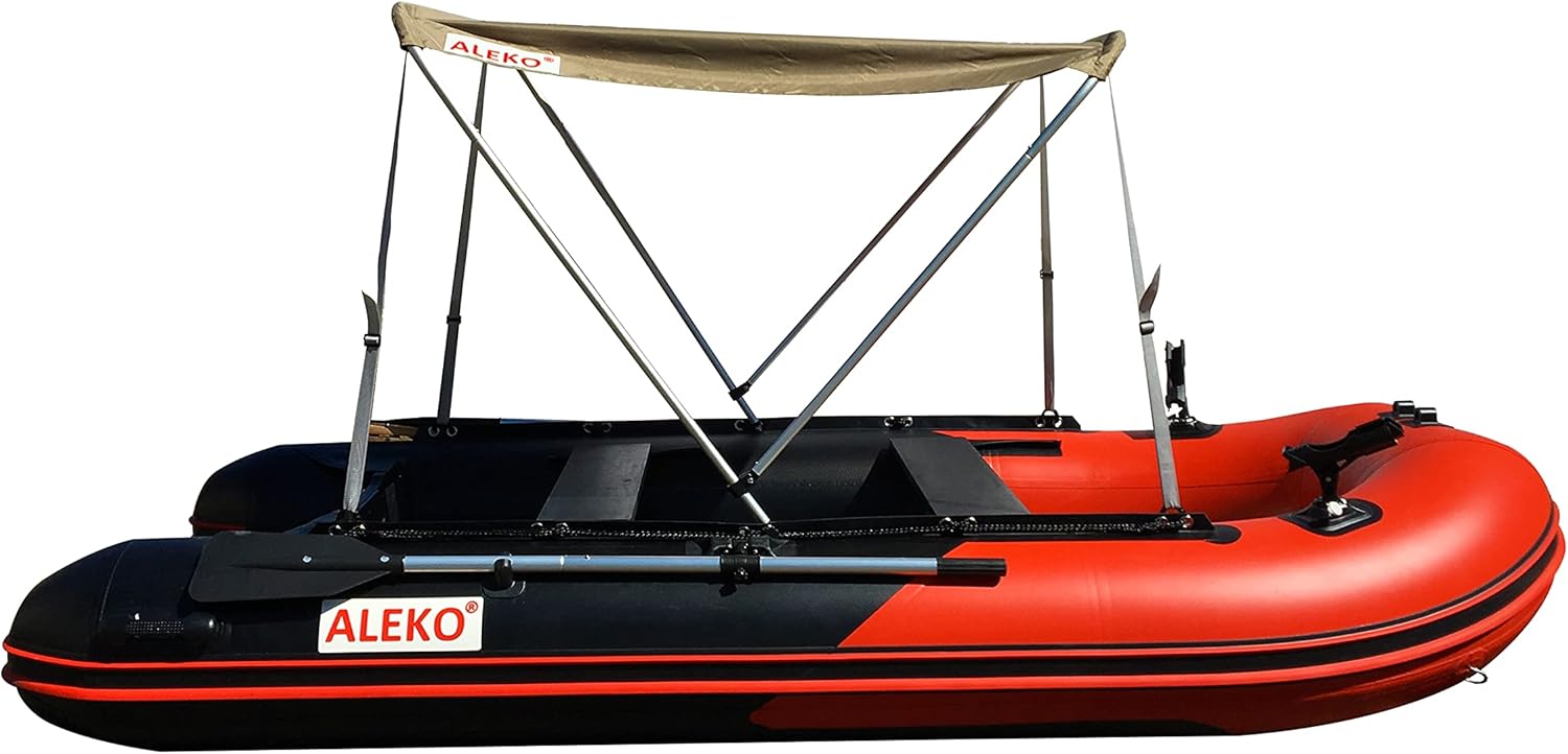 ALEKO® BSTENT380WE Canopy Boat Tent Sun Shelter Sunshade for 12.5 ft Long Inflatable Boats, (4.3 x 3.7 Ft, Wheat Color)