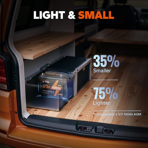 LiTime 12V 100Ah LiFePO4 Battery BCI Group 31 Lithium Battery Built-in 100A BMS, Up to 15000 Deep Cycles, Perfect for RV, Marine, Home Energy Storage