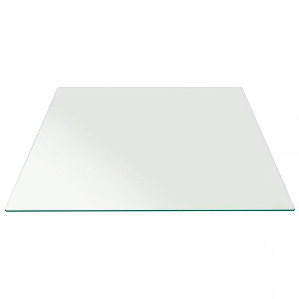 All Safe Glass 16 inch x 16 inch Square Tempered Glass Table Top 3/8 inch Thick Flat Edge - Clear