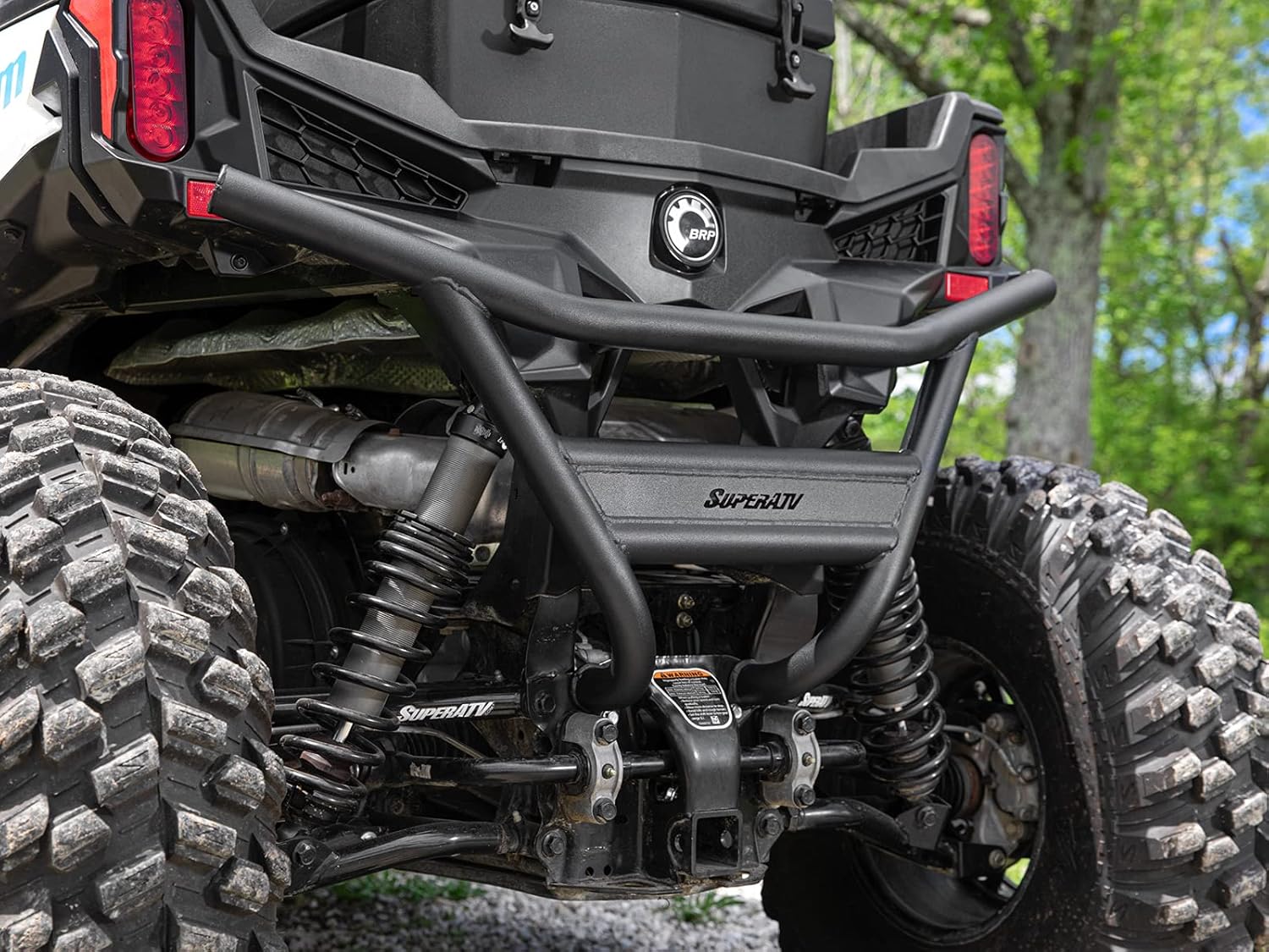 SuperATV Rear Bumper for 2018+ Can-Am Maverick Trail 800 / 1000 - Made of 1.75 Inch Heavy Duty Steel Tubing - UV Resistant Powder Coating - No Obstruction to Rear Cargo Area - Mounts Directly to Frame