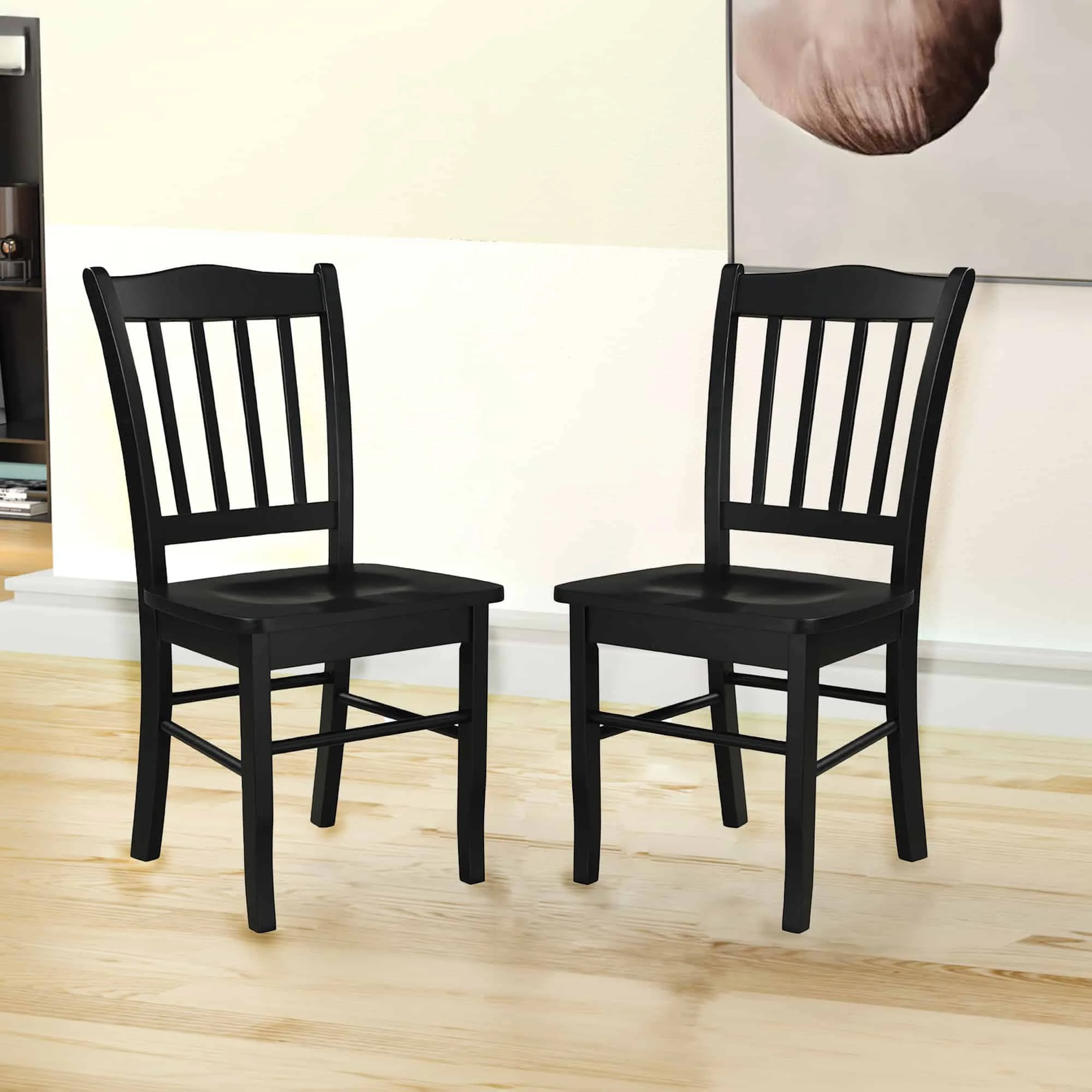 Boraam Shaker Rubberwood Dining Chairs in Black (Set of 2)