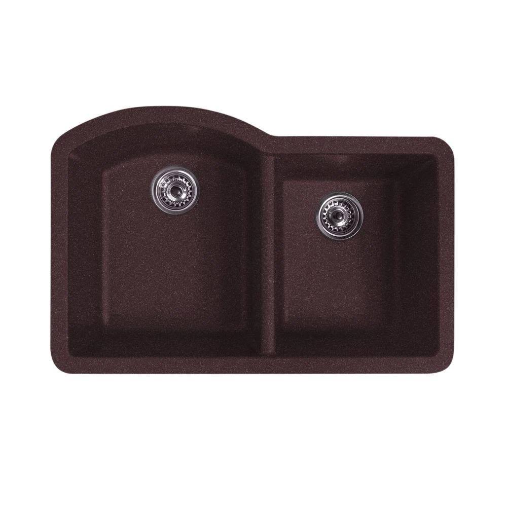 Swanstone Qu03322db Double Basin Undermount Kitchen Sink - Espresso