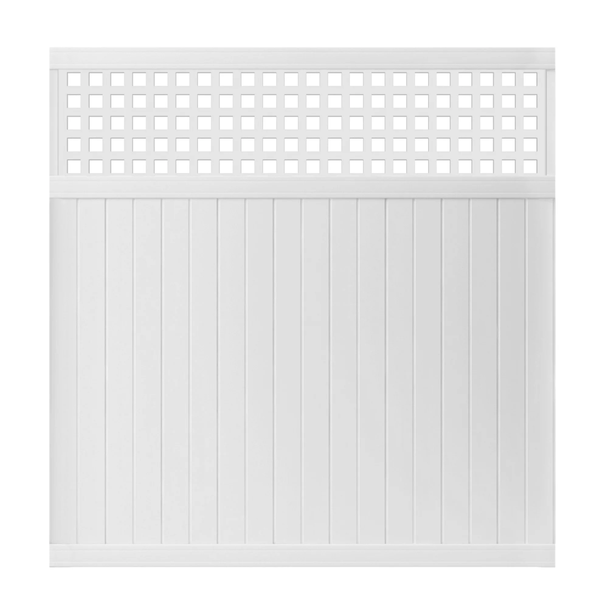 Outdoor Essentials Lewiston 6 ft. x 6 ft. White Vinyl Lattice Top Fence Panel