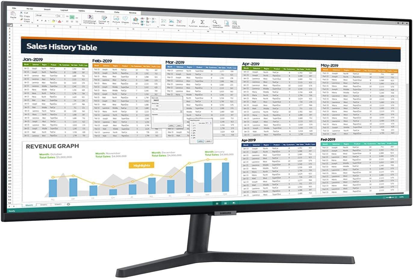 SAMSUNG 34" ViewFinity S50GC Series Ultrawide QHD Monitor, 100Hz, 5ms, HDR10, AMD FreeSync, Eye Care, Borderless Design, PIP, PBP, LS34C50DGANXZA, 2023, Black