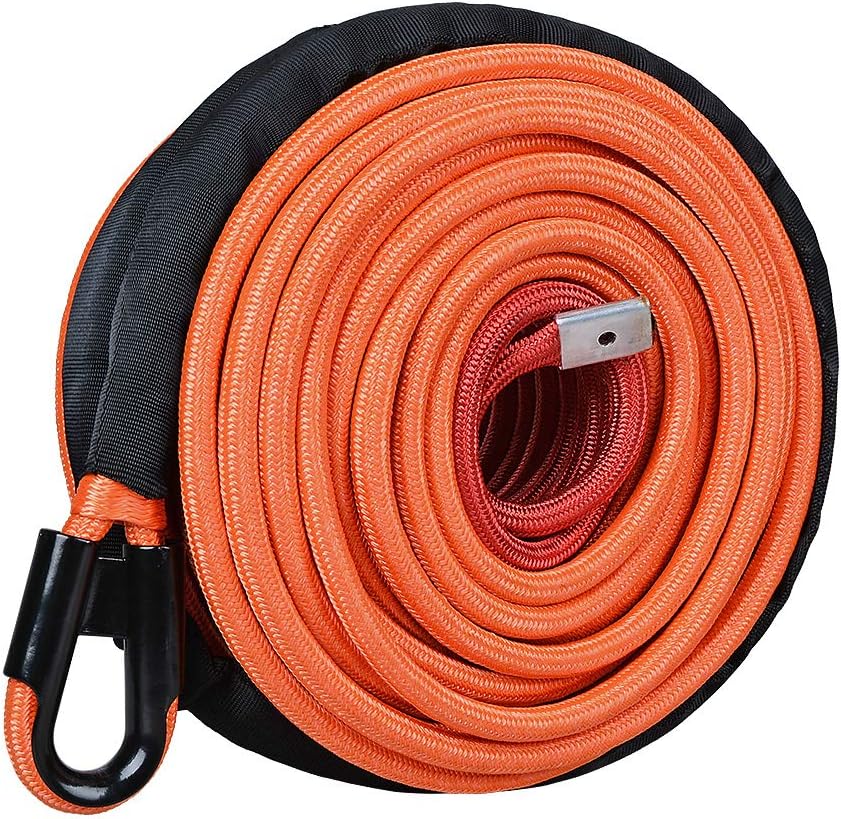 Astra Depot 85ft x 3/8 inch Synthetic Winch Line Rope 20500LBs and Heat Rock Guard Compatible for ATV UTV RV Truck KFI Marine Boat