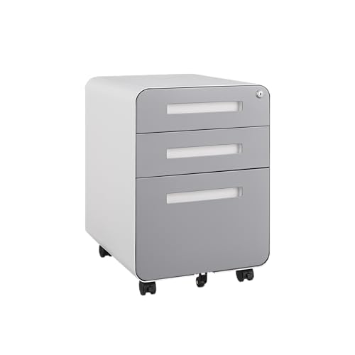 3 Drawer Mobile File Cabinet Under Desk Office,Simple Style Versatile Storage Cabinet for Legal/Letter/A4 Files, 5 Wheel Design Anti-Tilting Cold Rolled Steel Moisture-Proof Black Cabinets, Racks & Sh