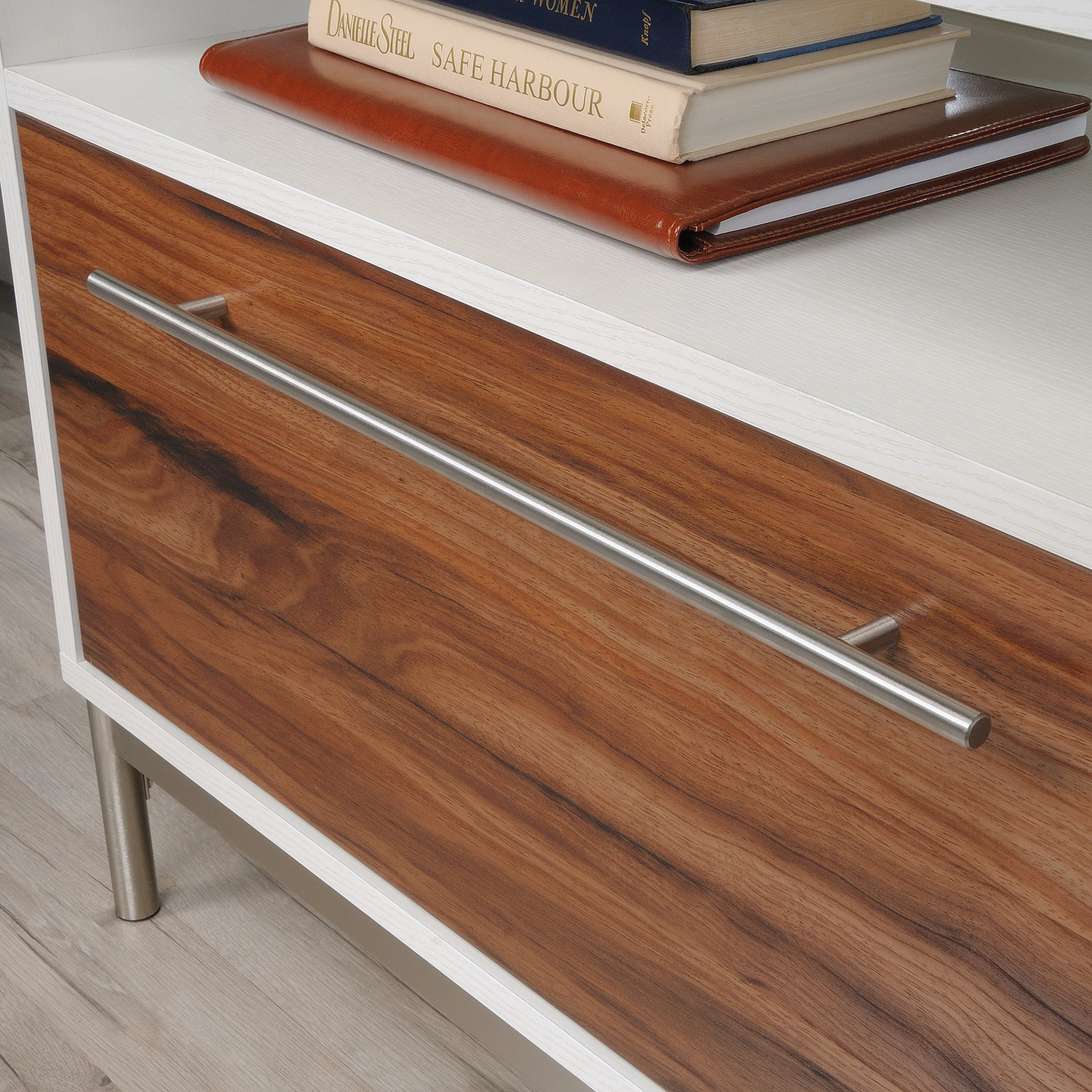 Sauder Vista Key Lateral Office File Cabinet with Open Storage, Pearl Oak Finish