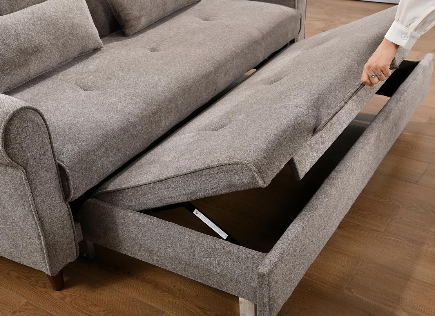 3 in 1 Convertible Sleeper Sofa Bed, Modern Fabric Loveseat Futon Sofa Couch with Pullout Bed,2 Pillows,Small Love Seat Lounge Sofa with Rolled Arm,USB Charging Port, Furniture for Living Room, Brown